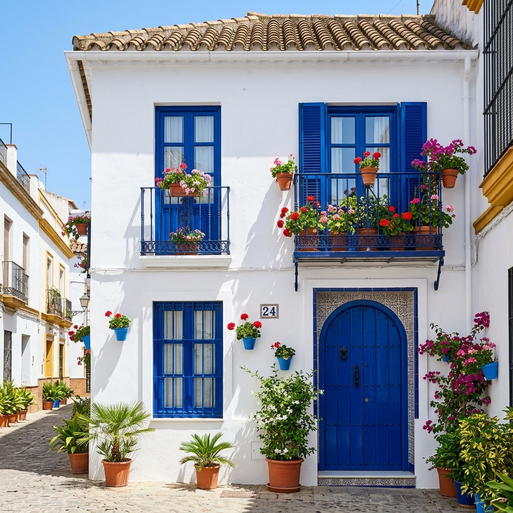 Fachada recién pintada en Sevilla